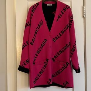Balenciaga Pink all over Logo Cardi XS